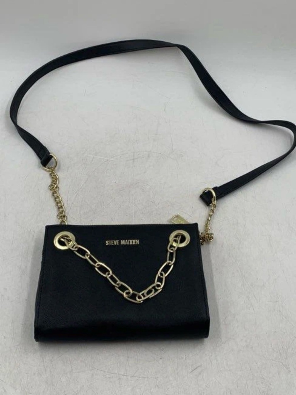 Steve Madden Black Crossbody with Gold Chain Detail
